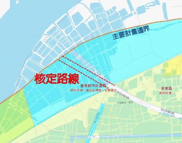 「西濱快速公路曾文溪橋段新建工程」都市計畫變更路線示意圖