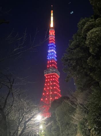 2021年1月2日東京鐵塔點亮台灣國旗色彩
