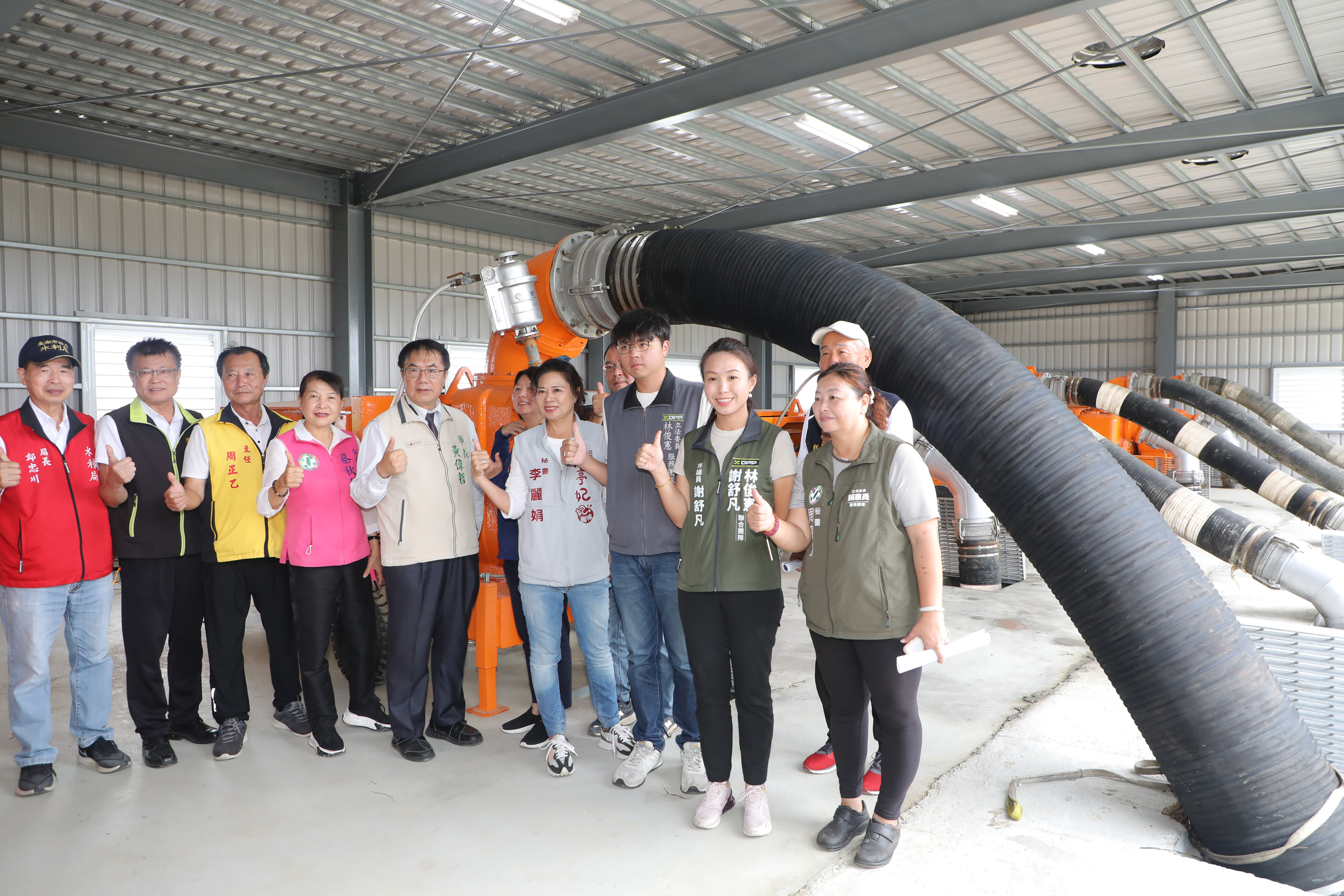 黃偉哲視察臺南學甲羊稠厝滯洪池擴建抽水平臺工程  盼超前部署提升防汛整備成效