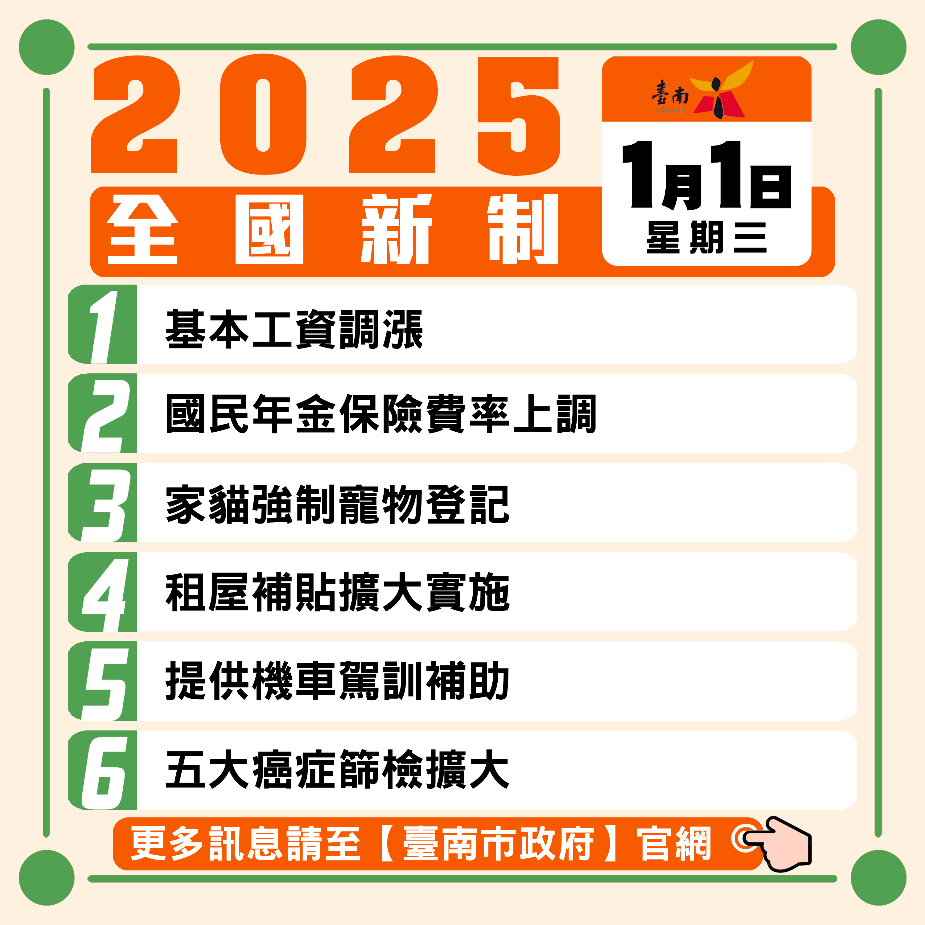 114年多項新制元旦上路 黃偉哲提醒民眾留意新增福利及規範