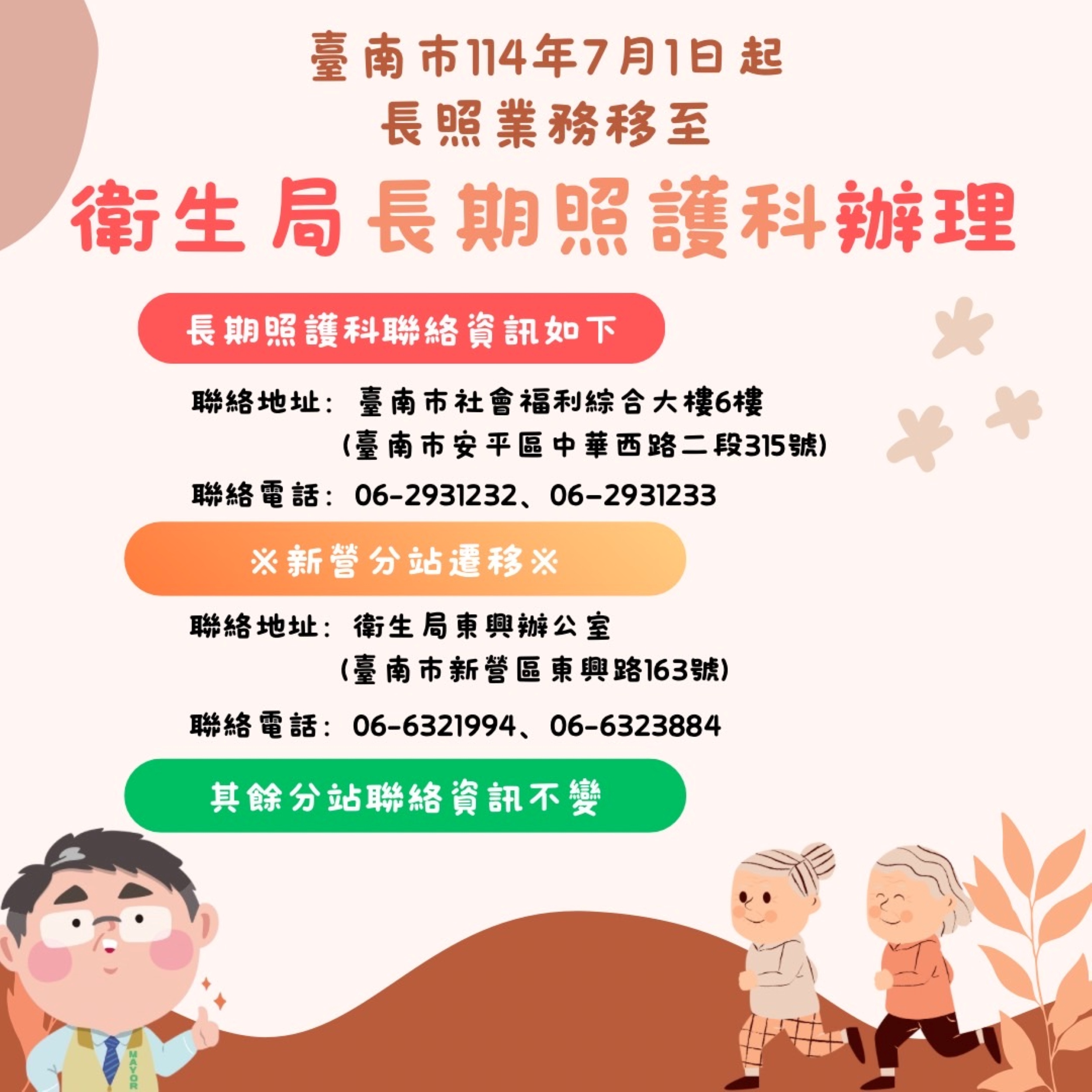 臺南市社會局長照成績亮眼 7/1起無縫交棒衛生局 「兒童福利科」及「少年及婦女福利科」編制分科 深化兒童、少年及婦女各項服務