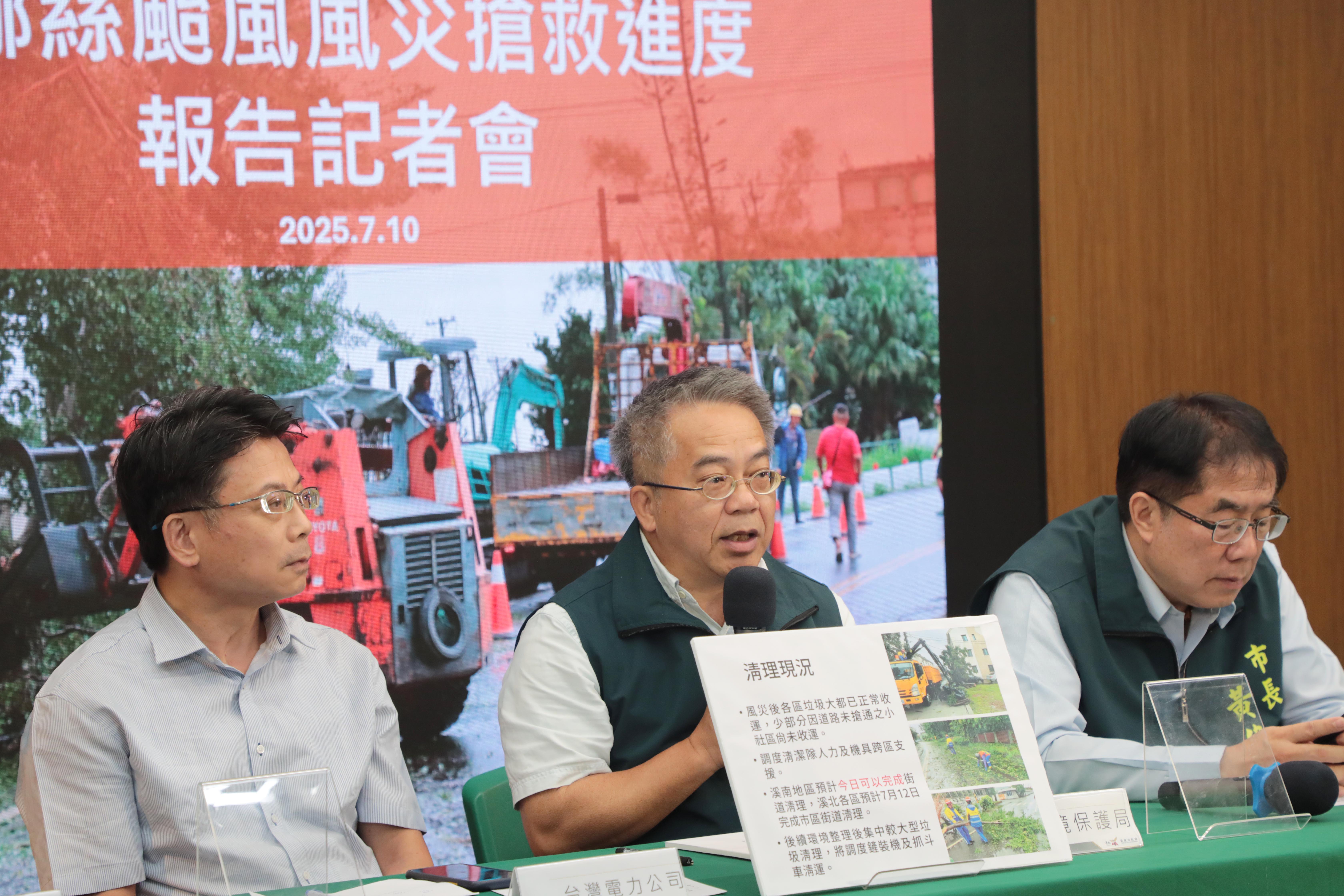 南市說明丹娜絲風災搶救進度  黃偉哲感謝各單位支援並籲防範近期強降雨