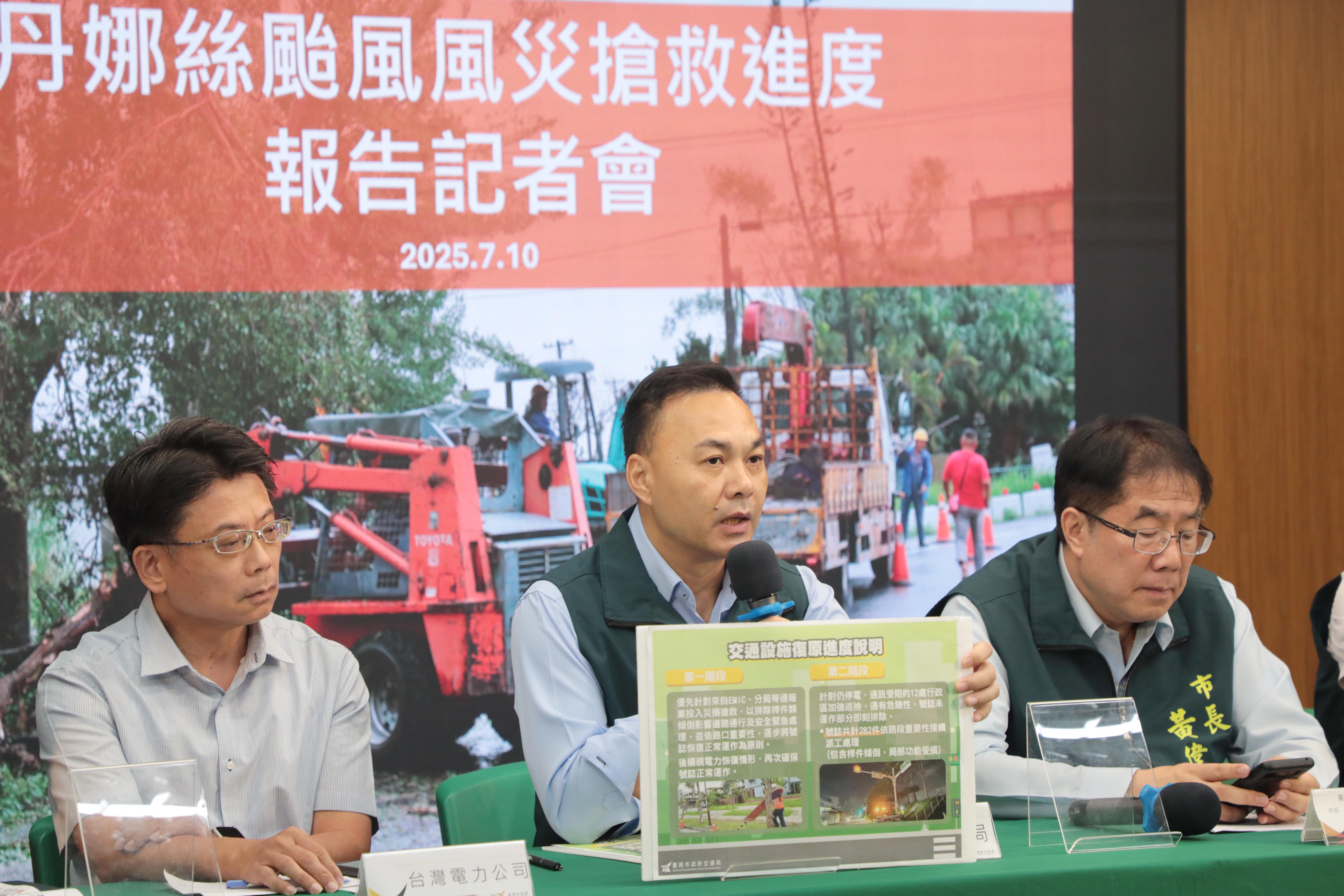 南市說明丹娜絲風災搶救進度  黃偉哲感謝各單位支援並籲防範近期強降雨