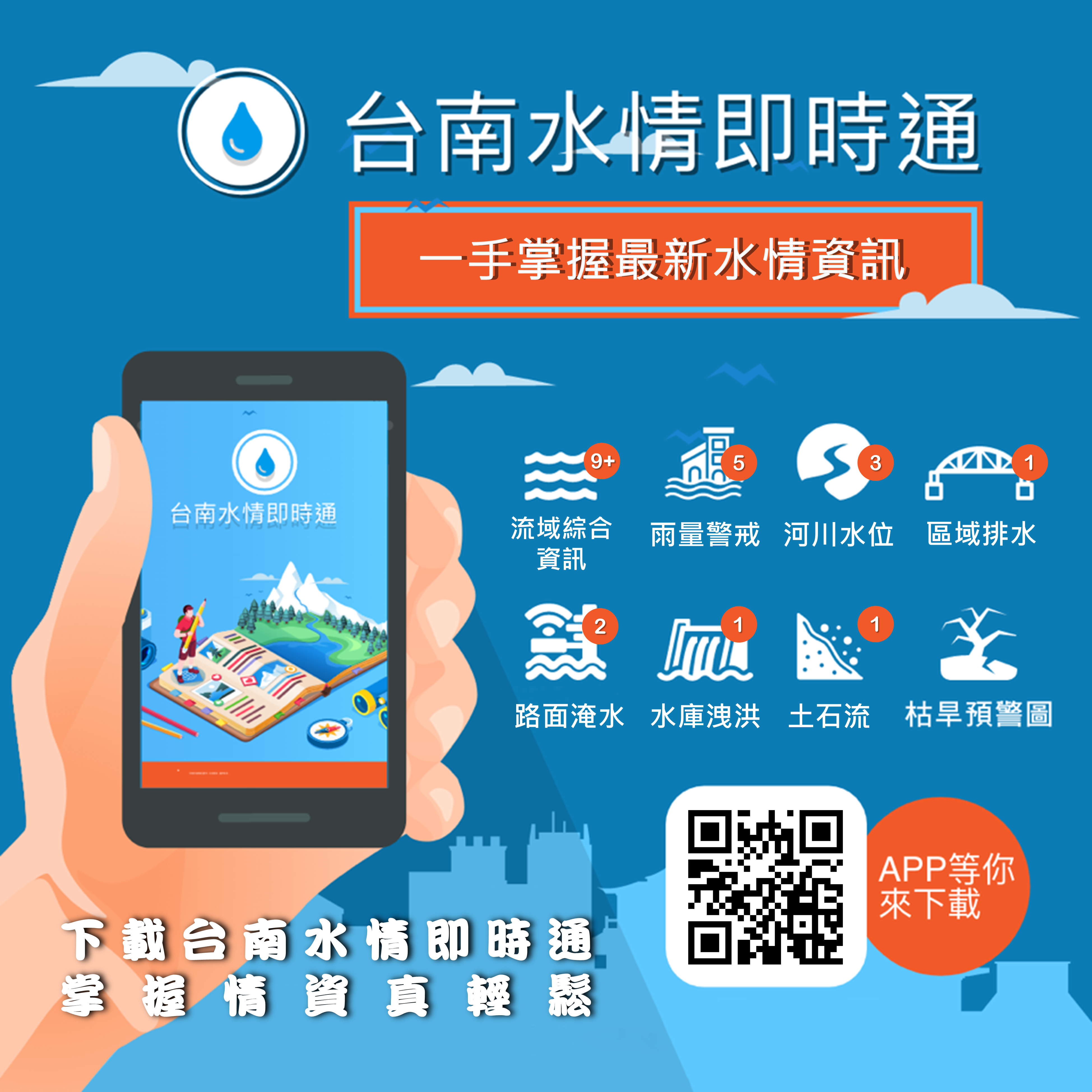 臺南市遭受24小時200年一遇及3小時和1小時500年一遇大豪雨侵襲 無重大災害發生