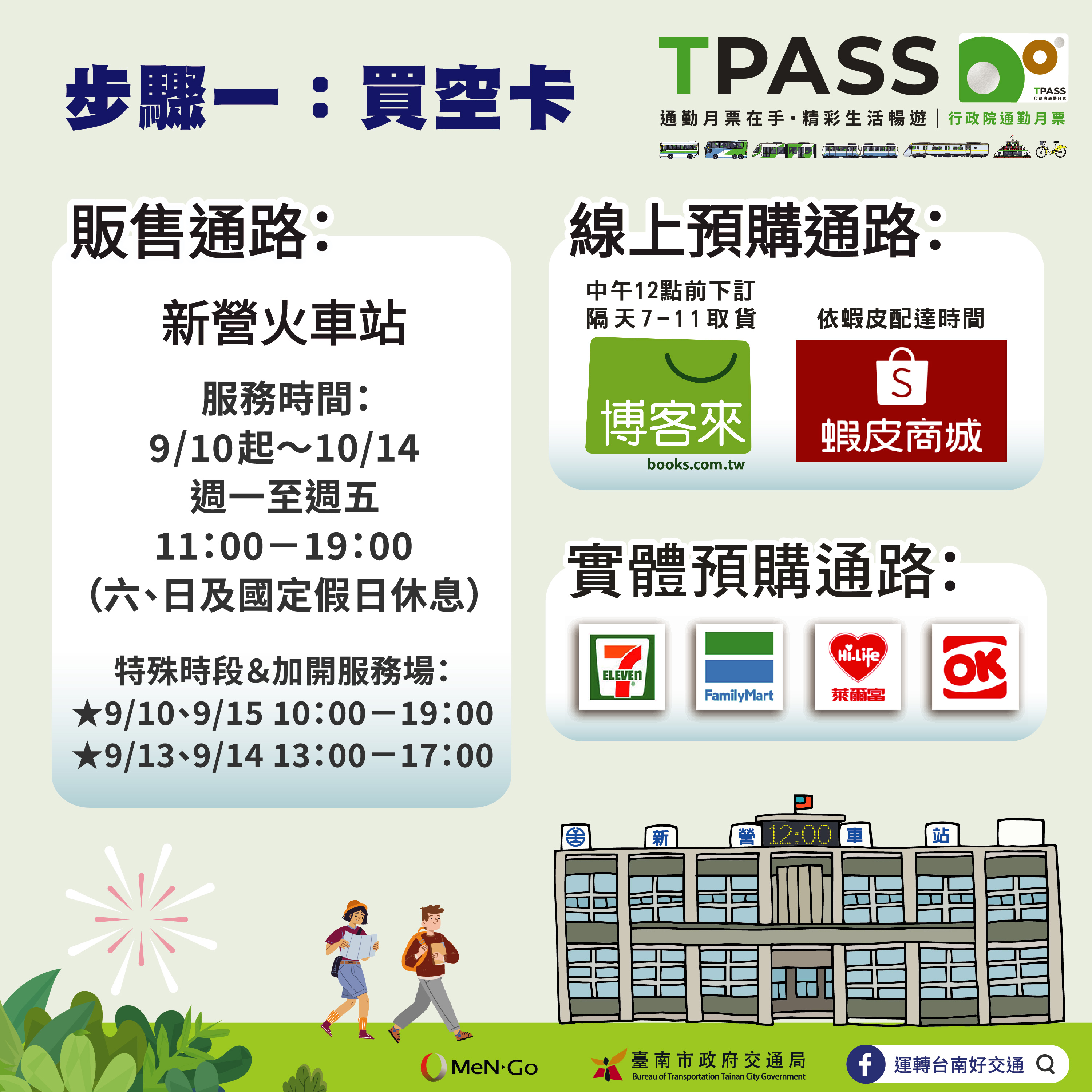 TPASS大台南公車+南嘉臺鐵定期票方案 9/10上午10時開放預售、9/15正式啟用