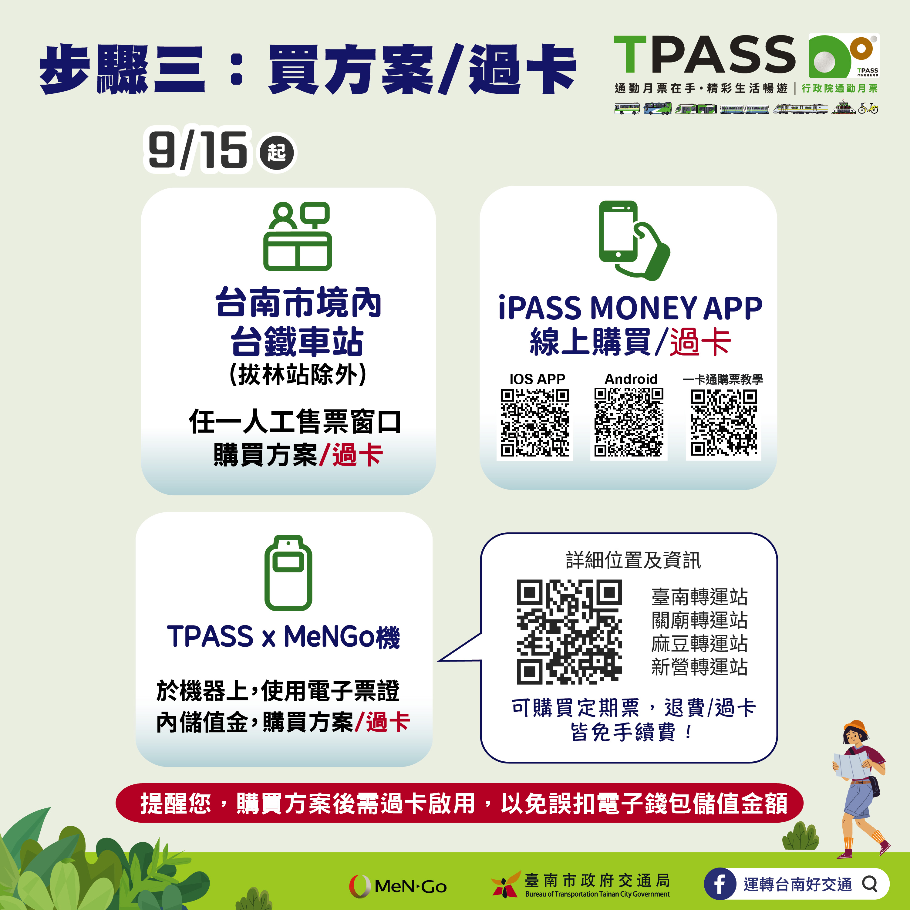 TPASS大台南公車+南嘉臺鐵定期票方案 9/10上午10時開放預售、9/15正式啟用
