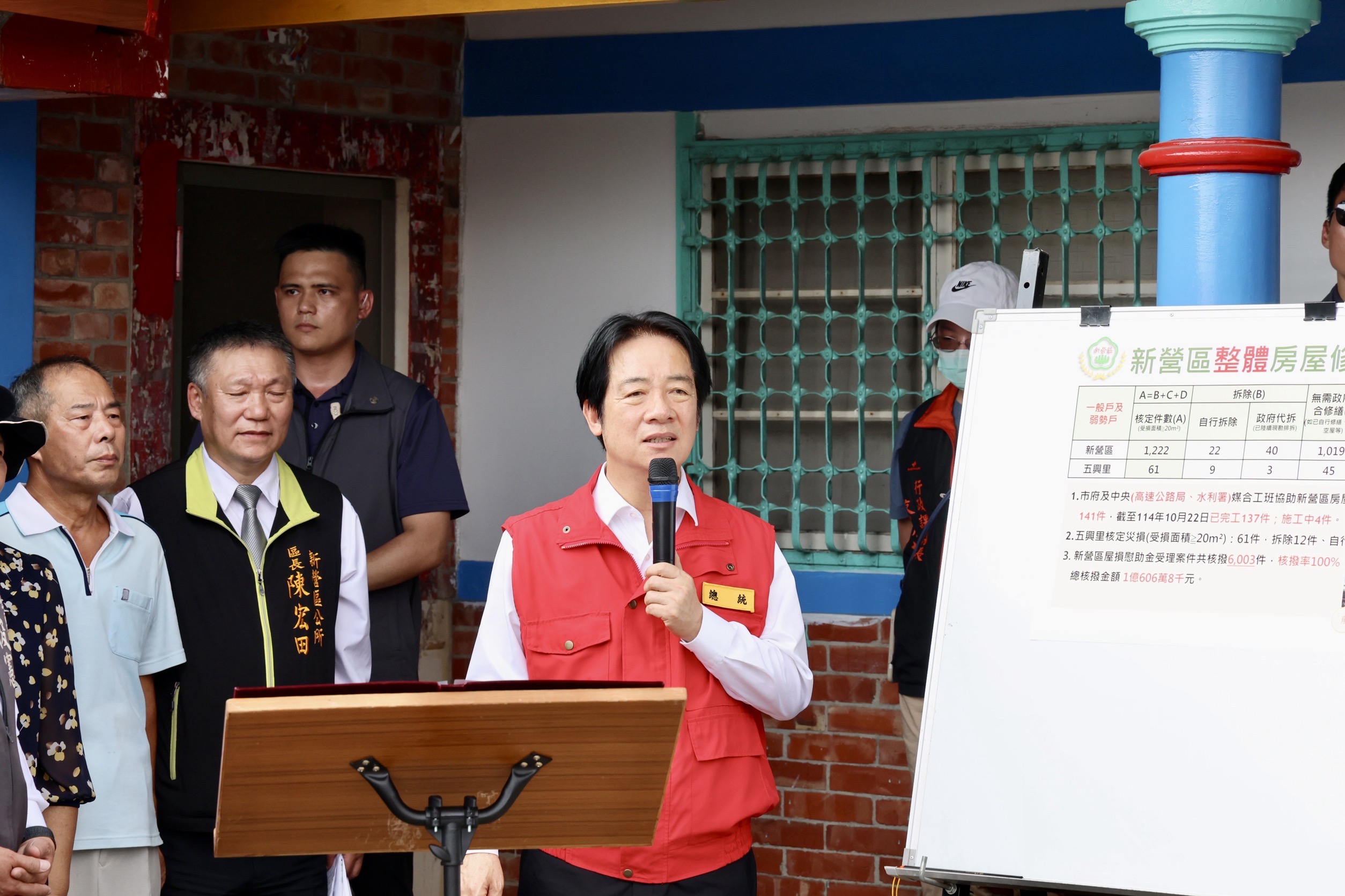 陪同賴清德視察新營區災後復建情形 黃偉哲：感謝中央及地方全力修繕讓市民安心回家