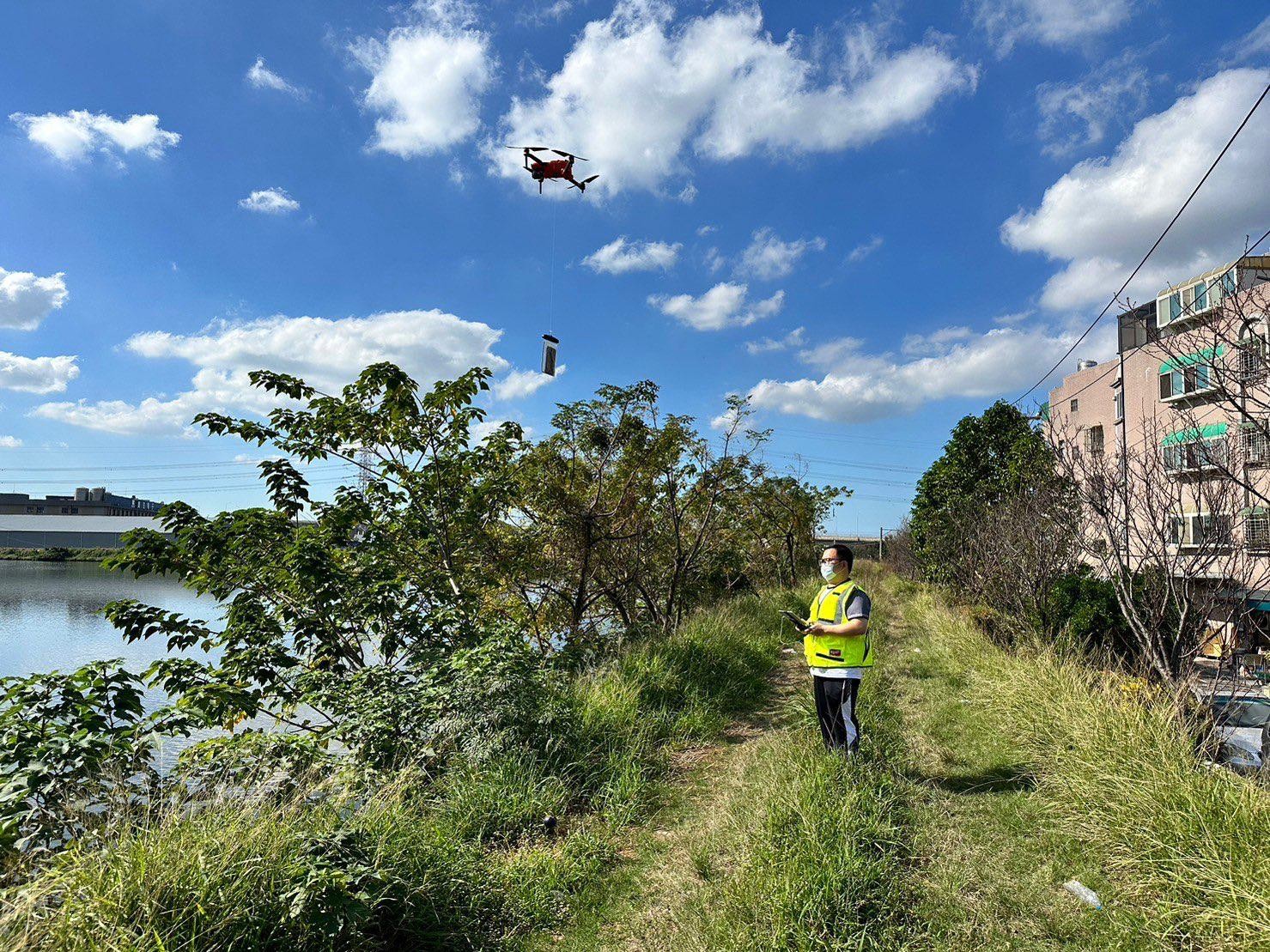 臺南市運用無人機輔助水域治理 守護排水沙洲安全及生態