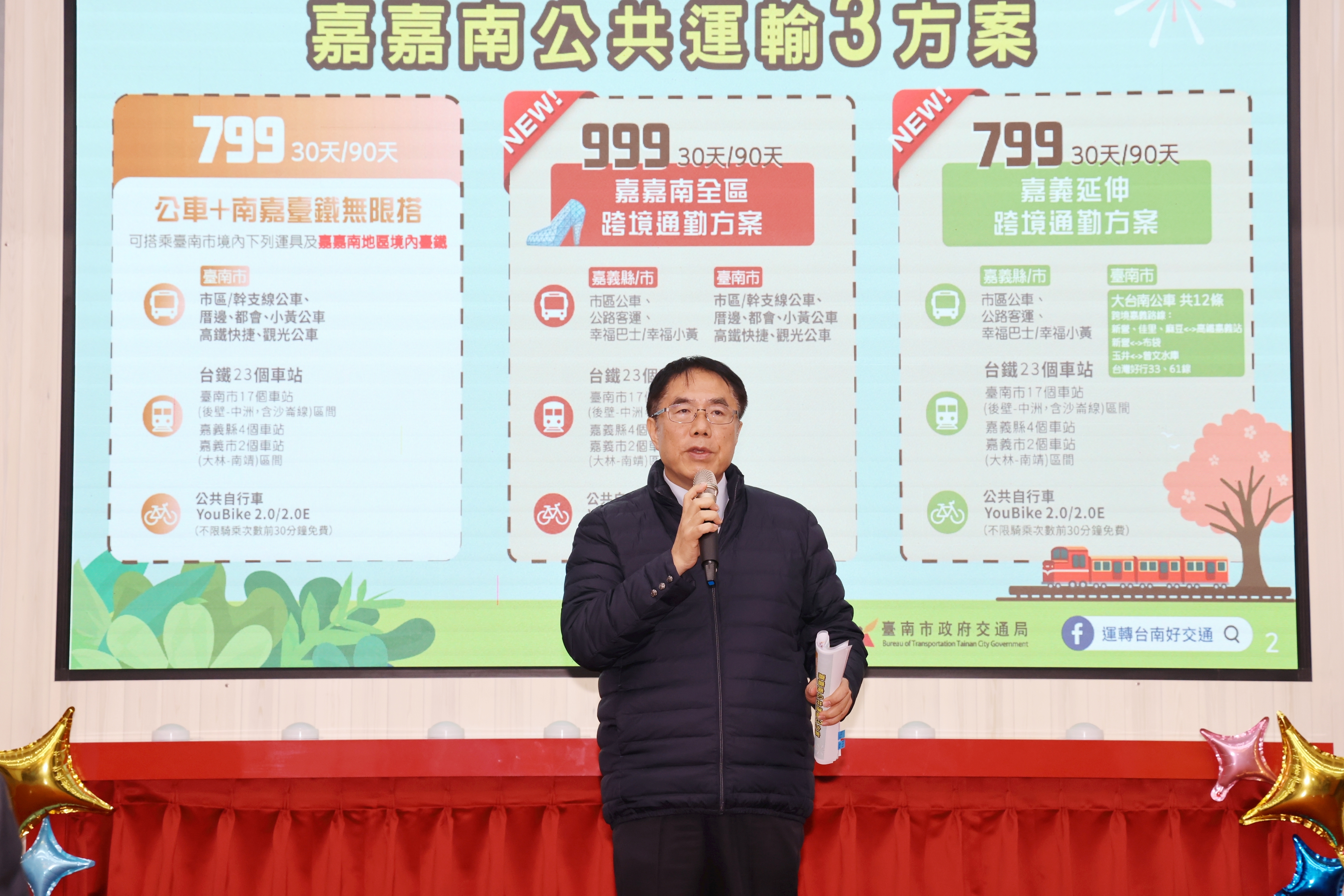 一票走遍台南、嘉義　三縣市長宣布「嘉嘉南999無限搭」TPASS上線