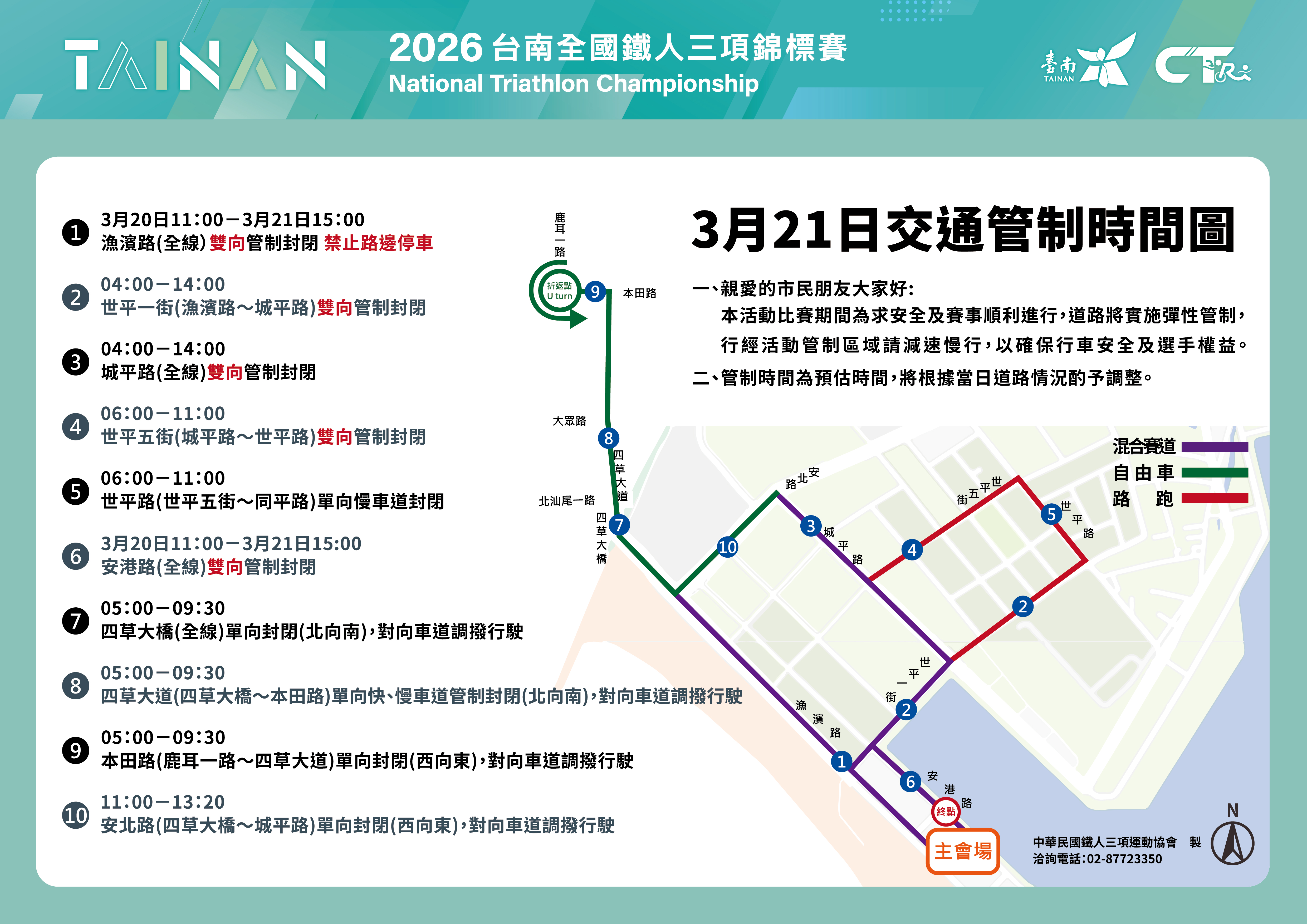 臺南安平登場 2026 國際鐵人三項錦標賽 交通管制啟動