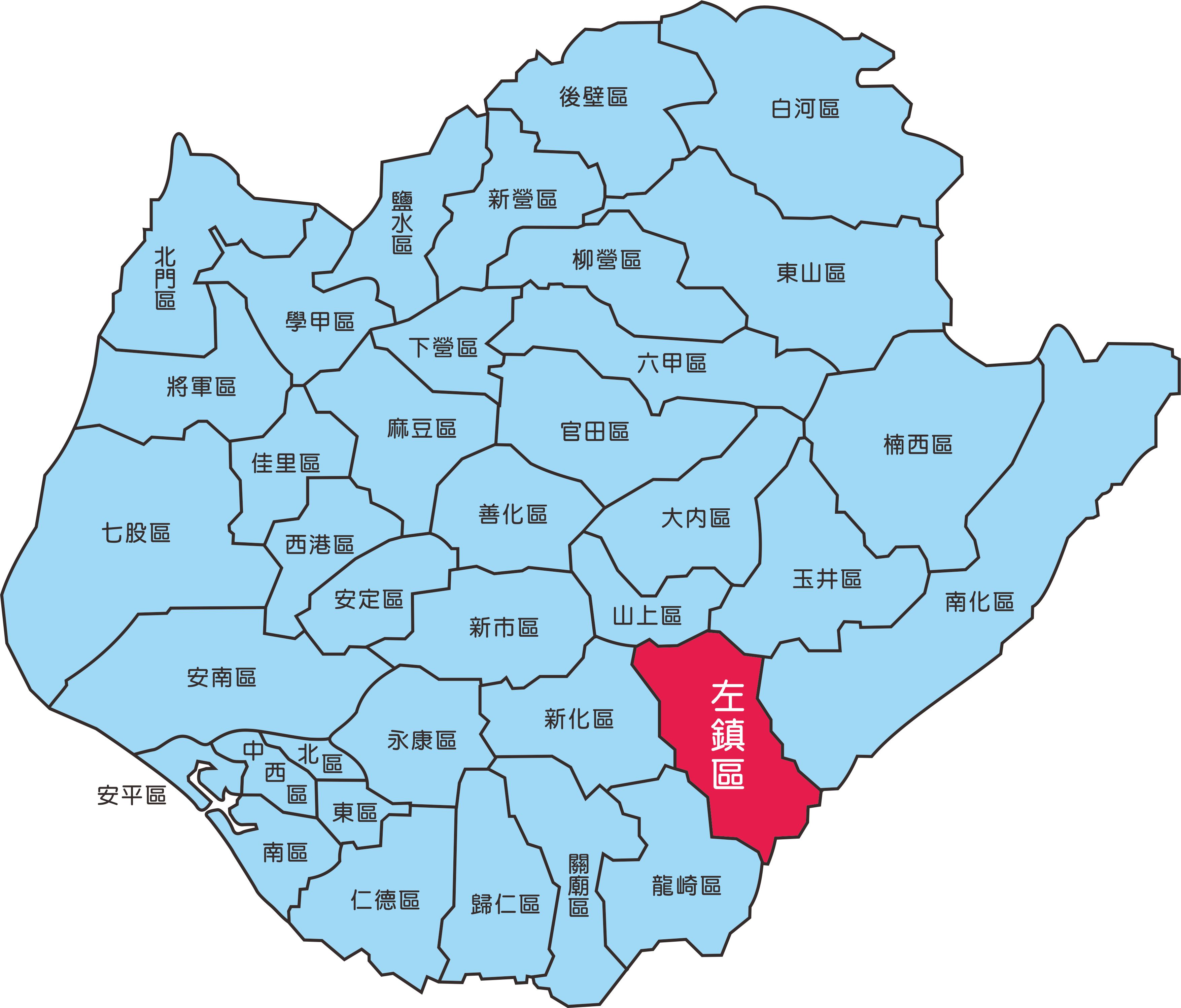 左鎮區地理位置圖