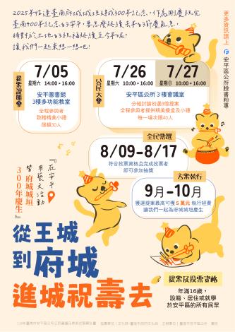 《從王城到府城:進城祝壽去》公民參與提案說明會,邀您一起為府城城垣建成300年慶祝活動進行腦力激盪!