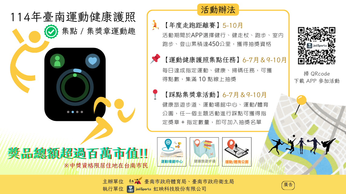114 年臺南健康護照計畫~運動健康護照×JoiiSports