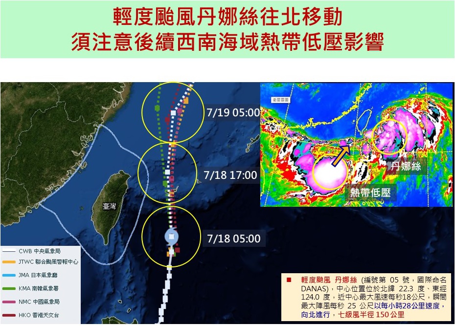 區公所 善化區 輕度颱風丹娜絲往北移動