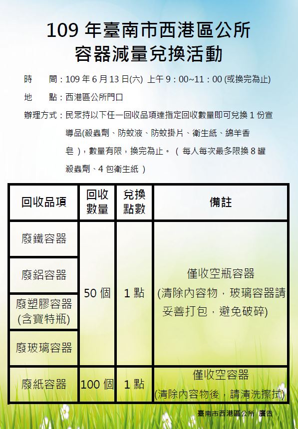 西港區公所容器兌換活動