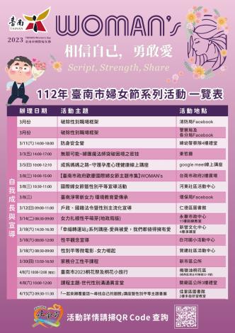 112年臺南市婦女節系列活動一覽表-1