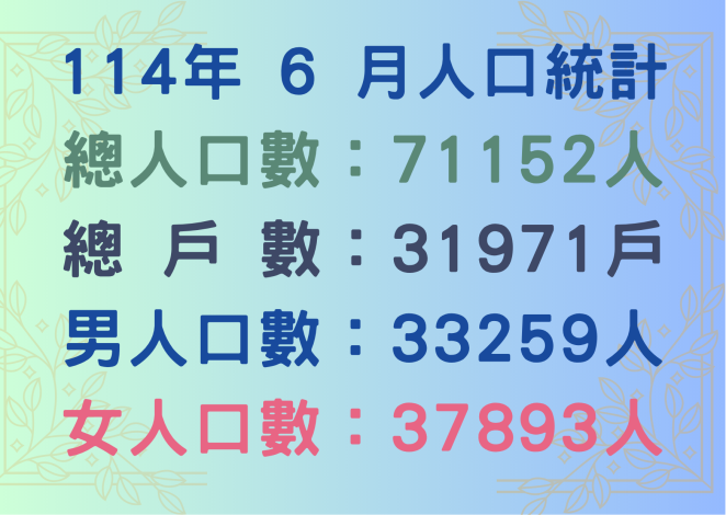 114年6月人口統計