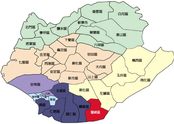 臺南市龍崎區行政區域圖