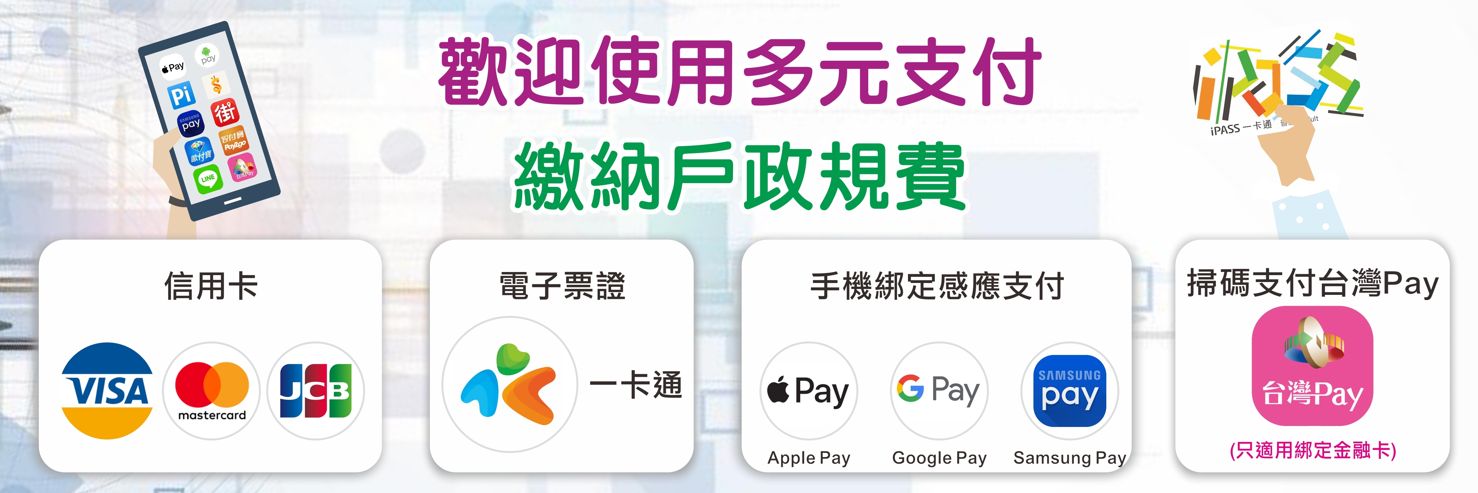 使用一卡通、信用卡、行動支付APP繳納戶政規費真方便