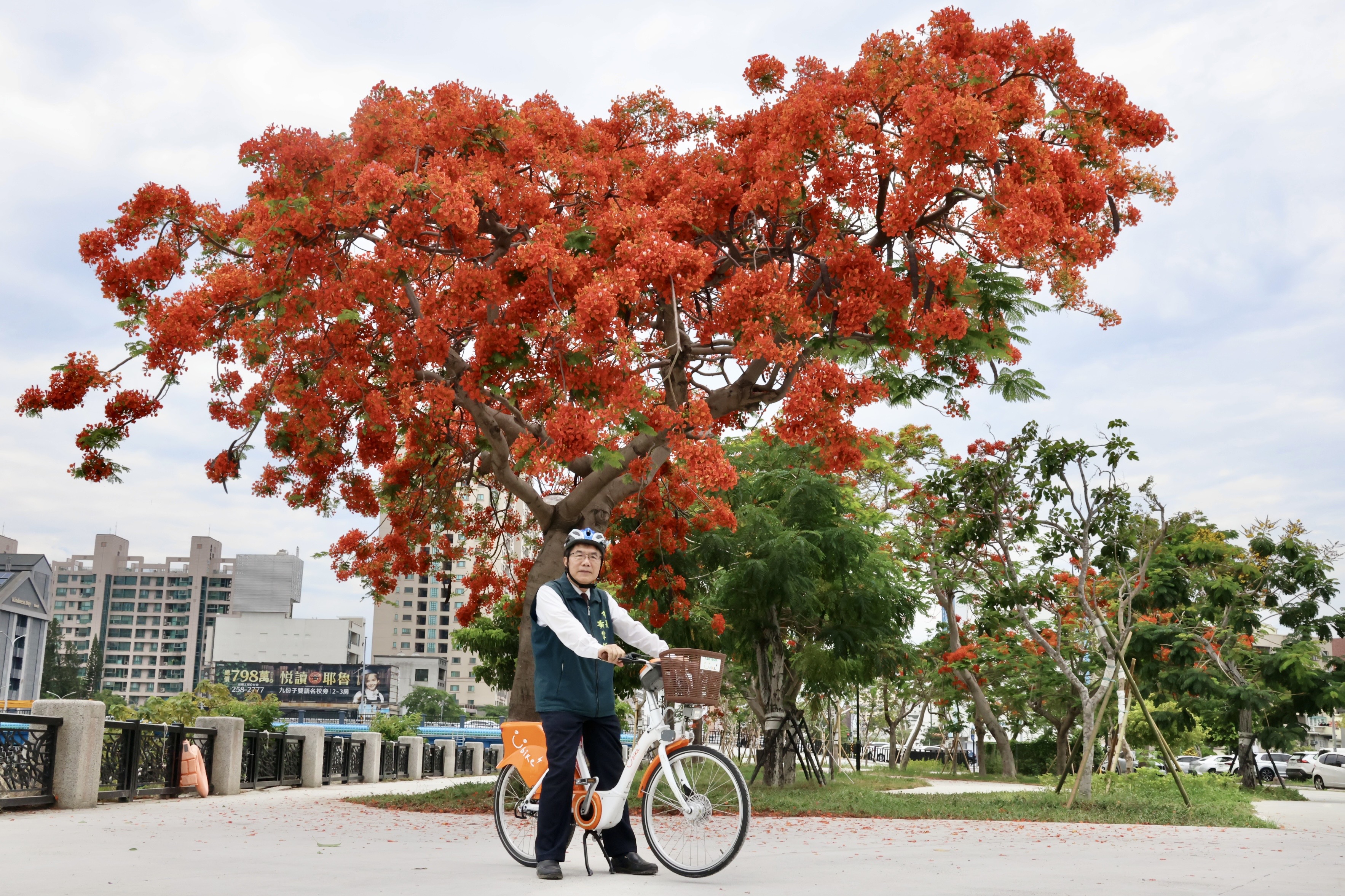 百年好河迎初夏！ 黃偉哲騎單車漫遊安平運河  邀民眾體驗低碳賞鳳凰花微旅行