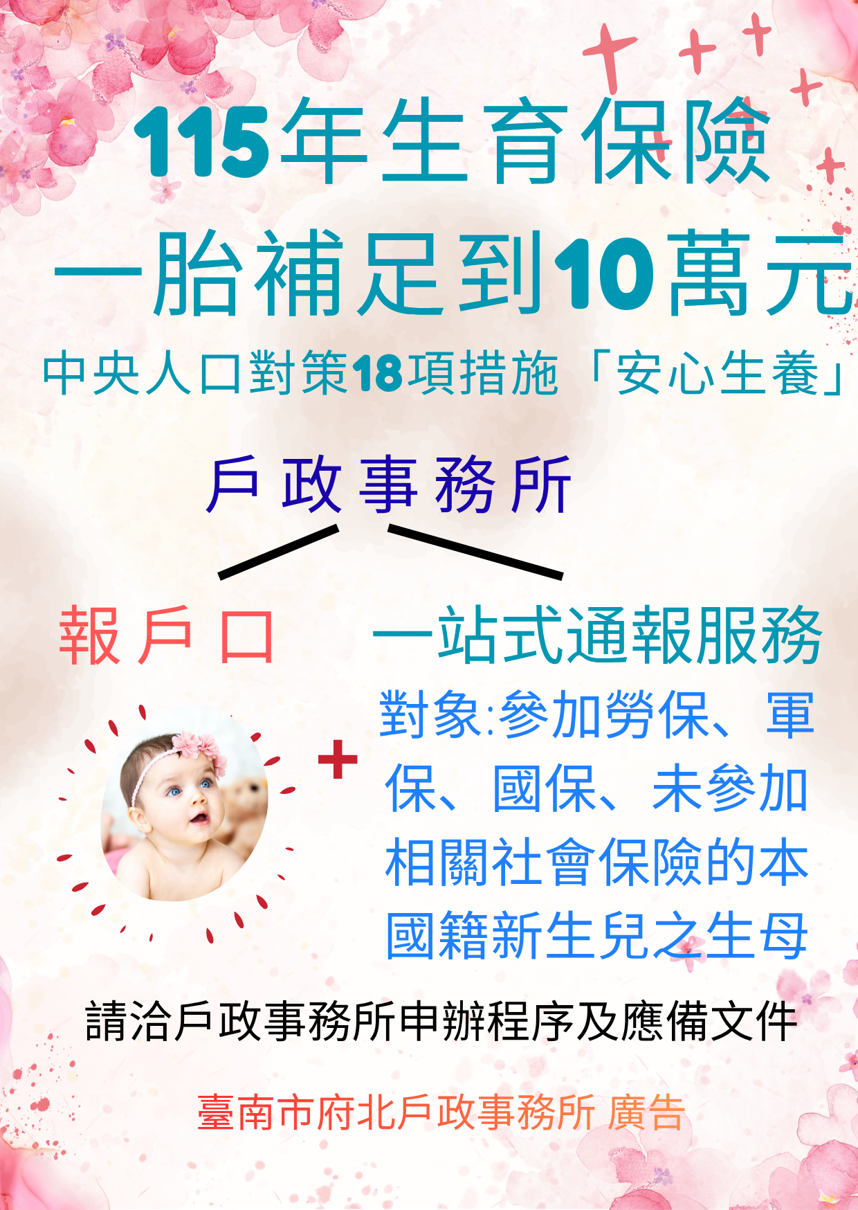 一站式通報服務-生育補助每胎10萬元