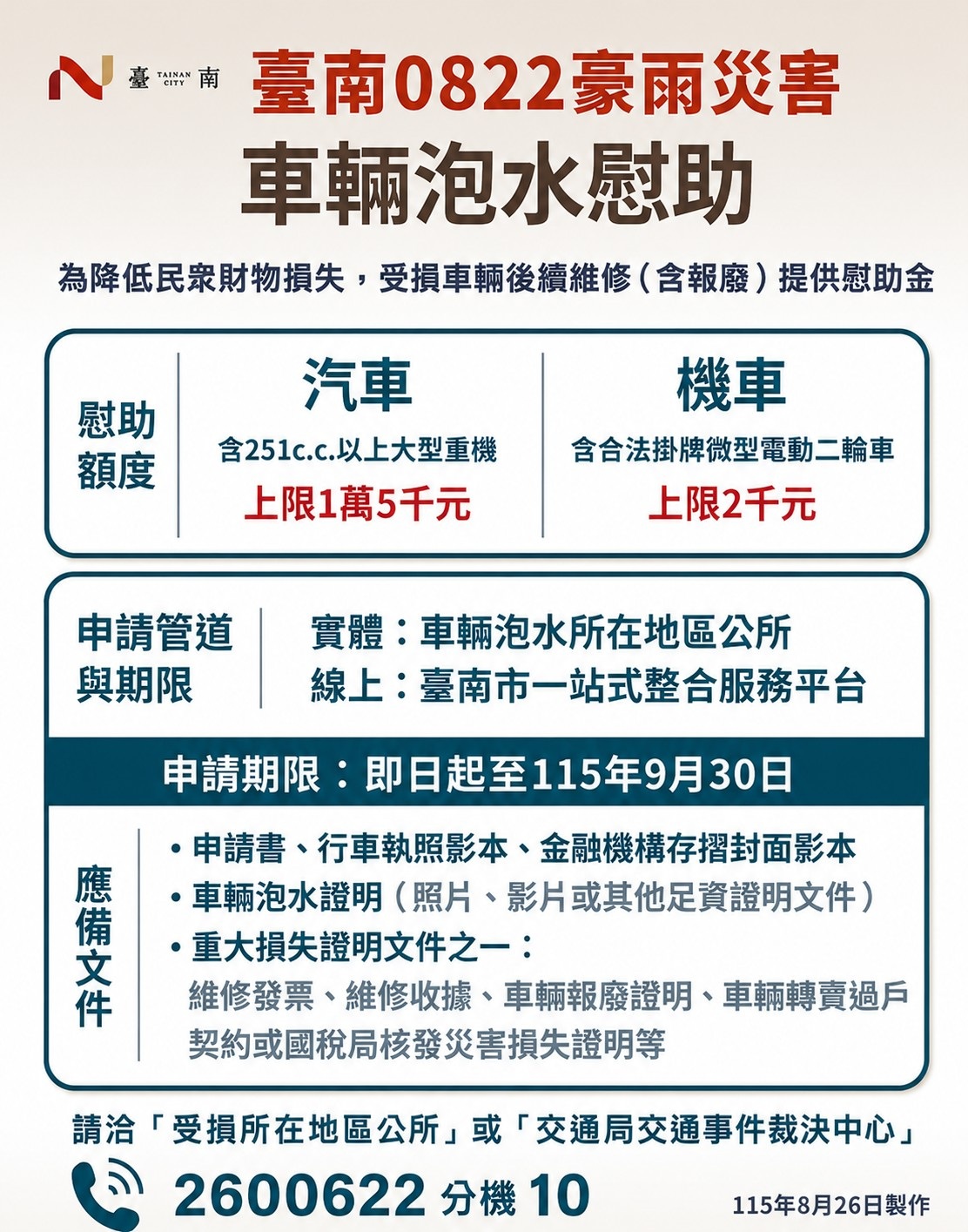 車輛泡水慰助