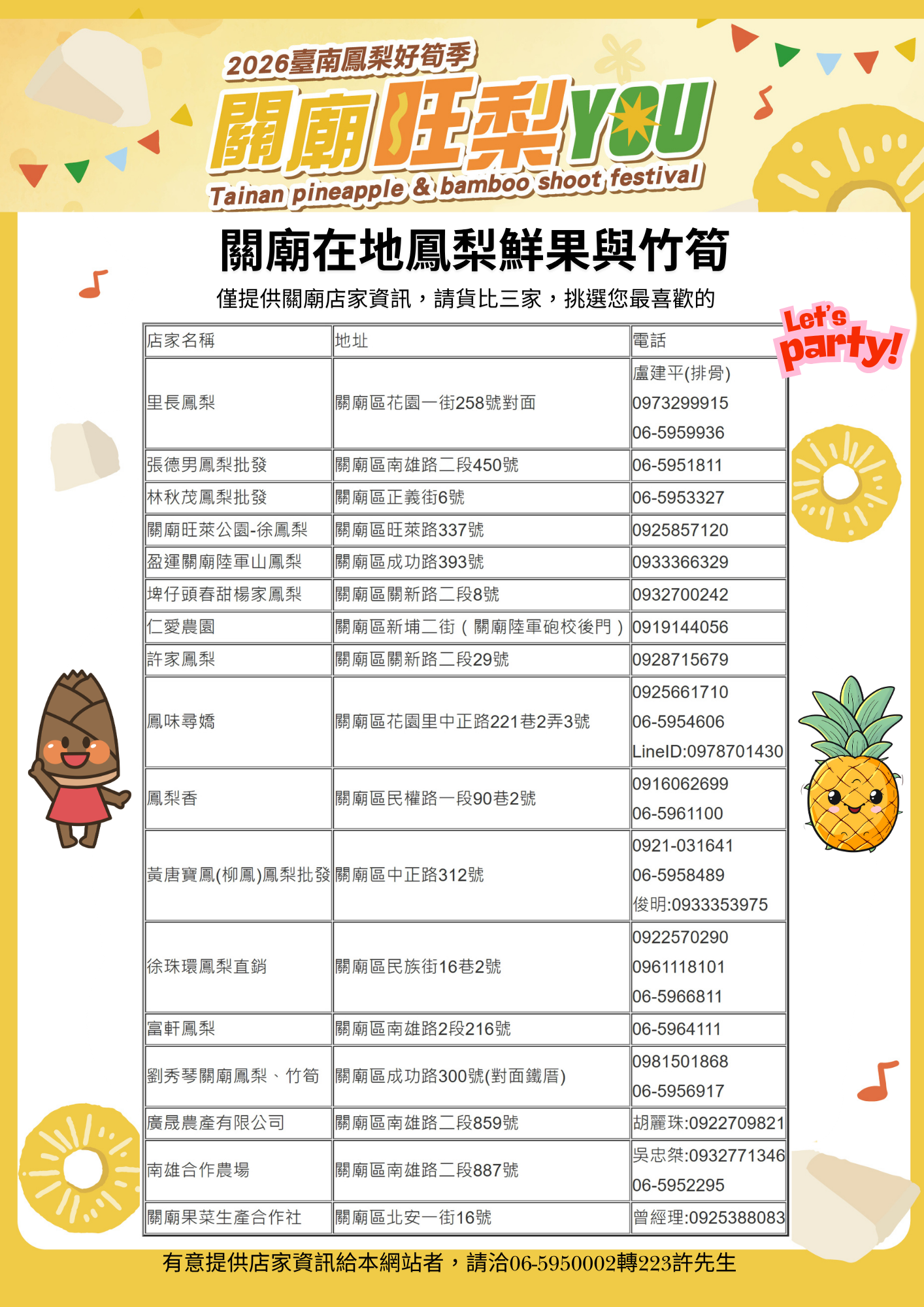 2026臺南鳳梨好筍季鮮果店家資訊