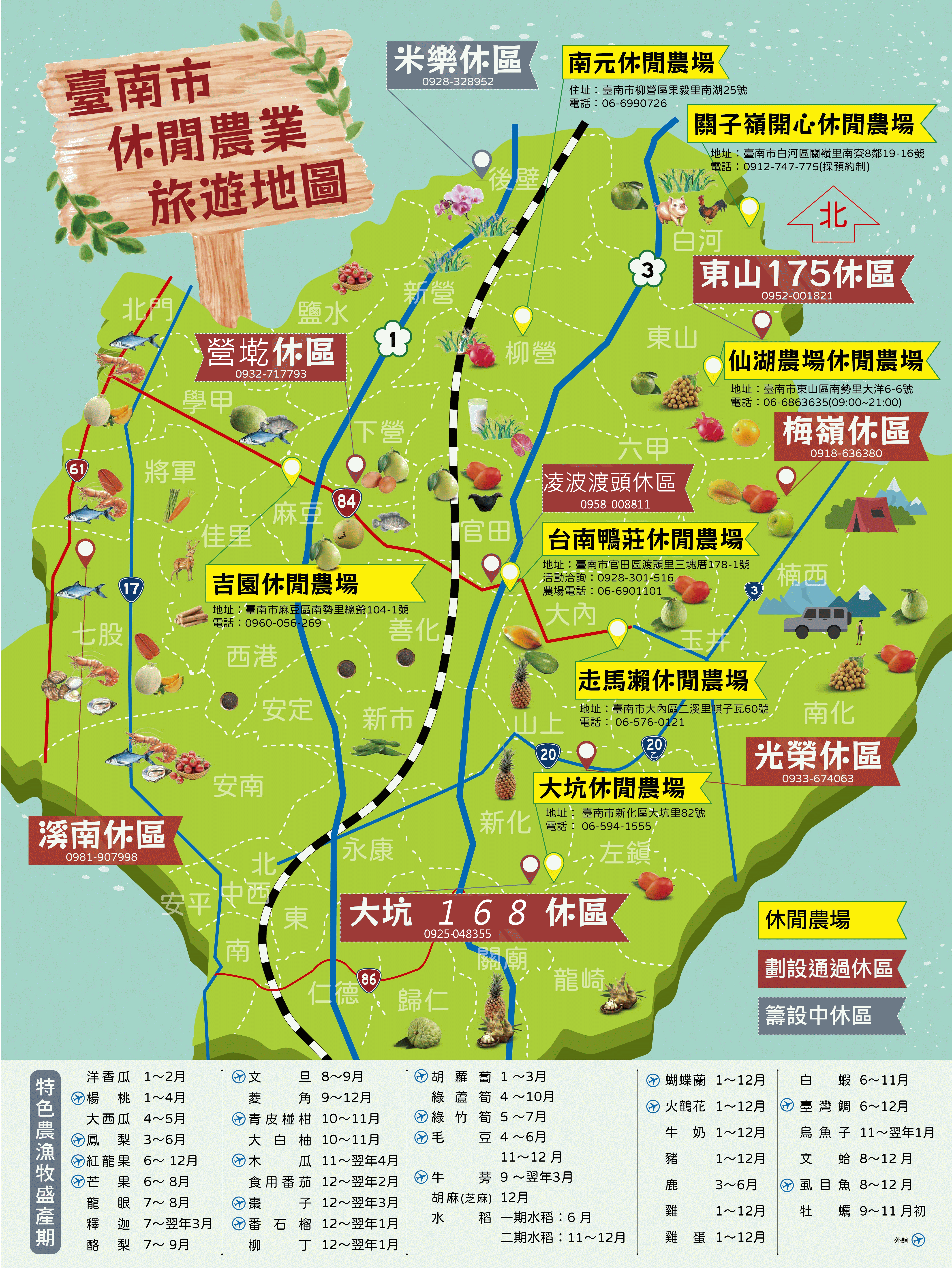 臺南市休閒農業旅遊地圖