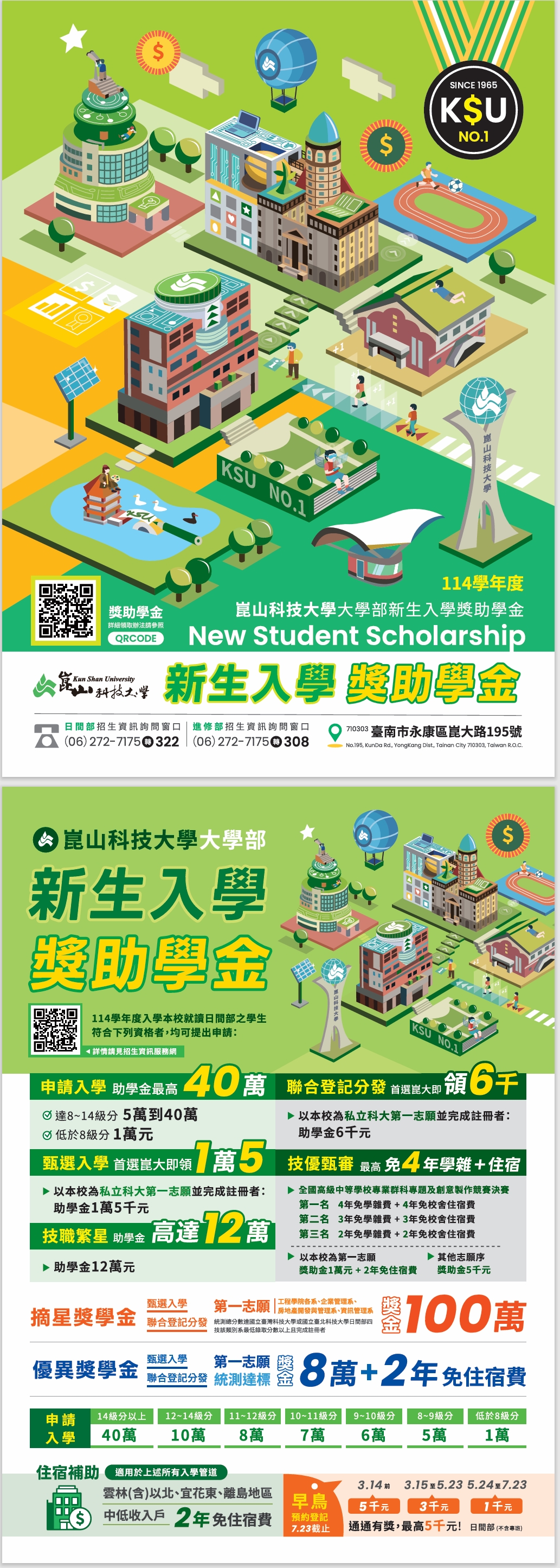崑山科技大學新生入學獎助學金之補助方案