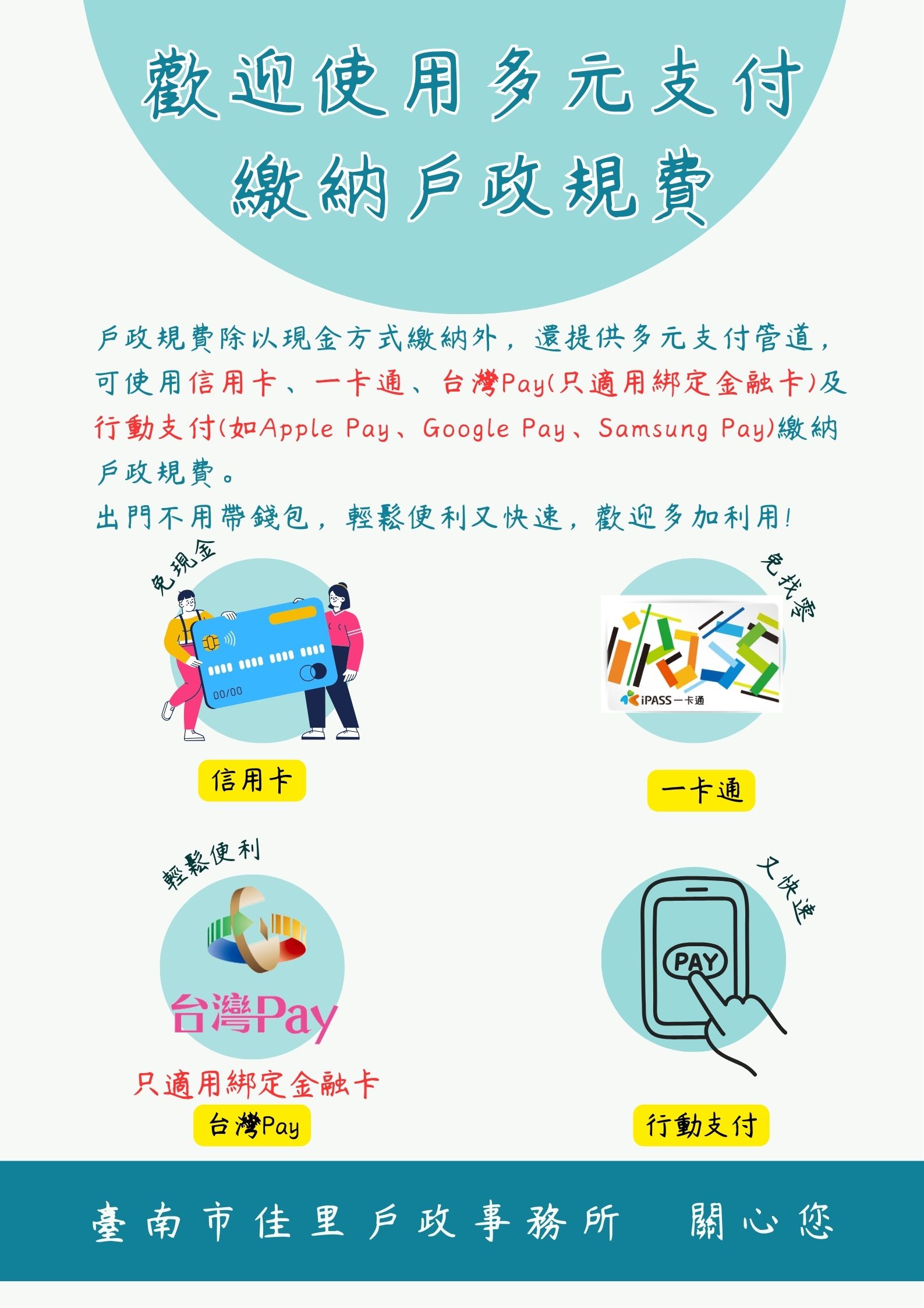 歡迎使用多元支付繳納戶政規費