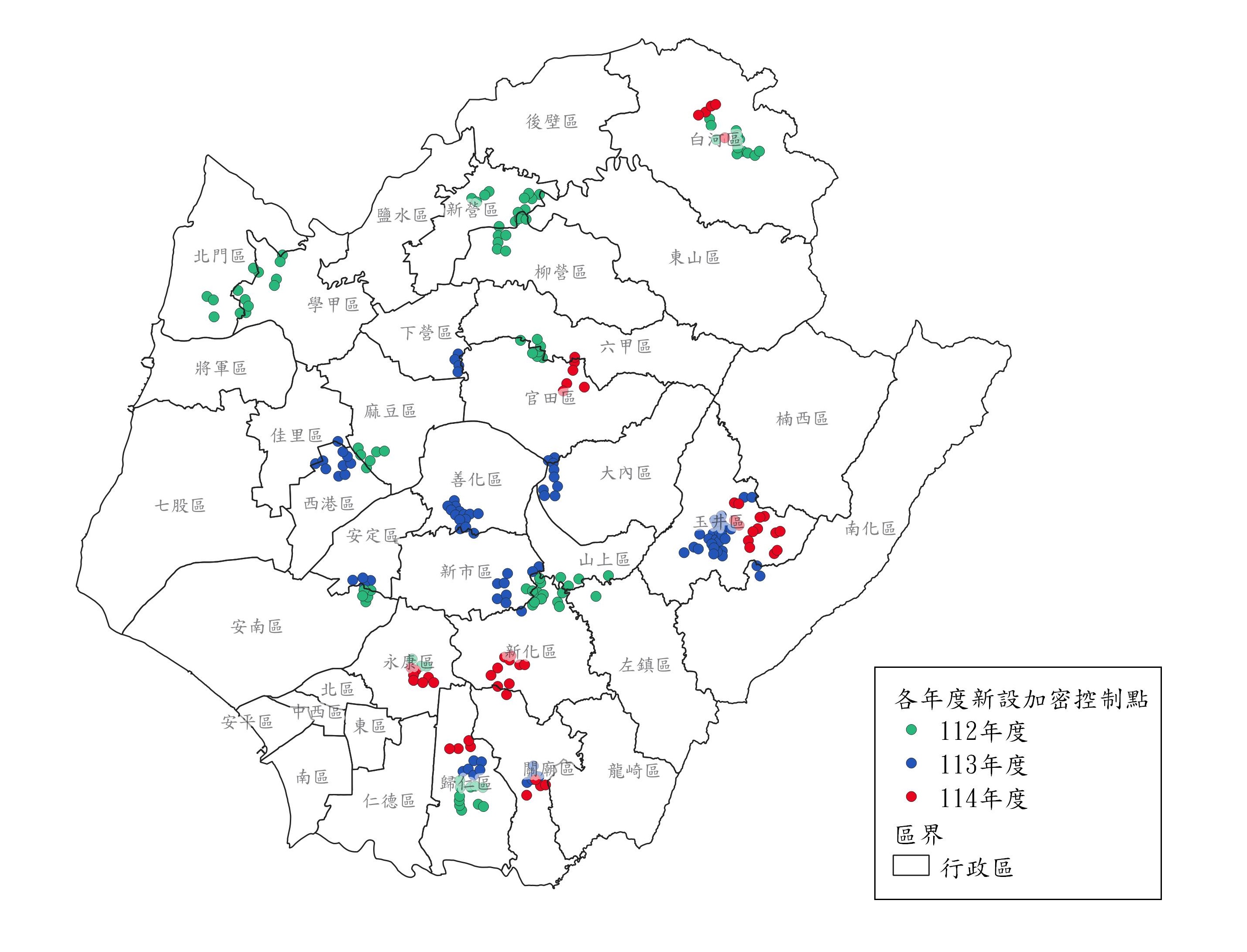 112年及113年新設加密控制點分布圖