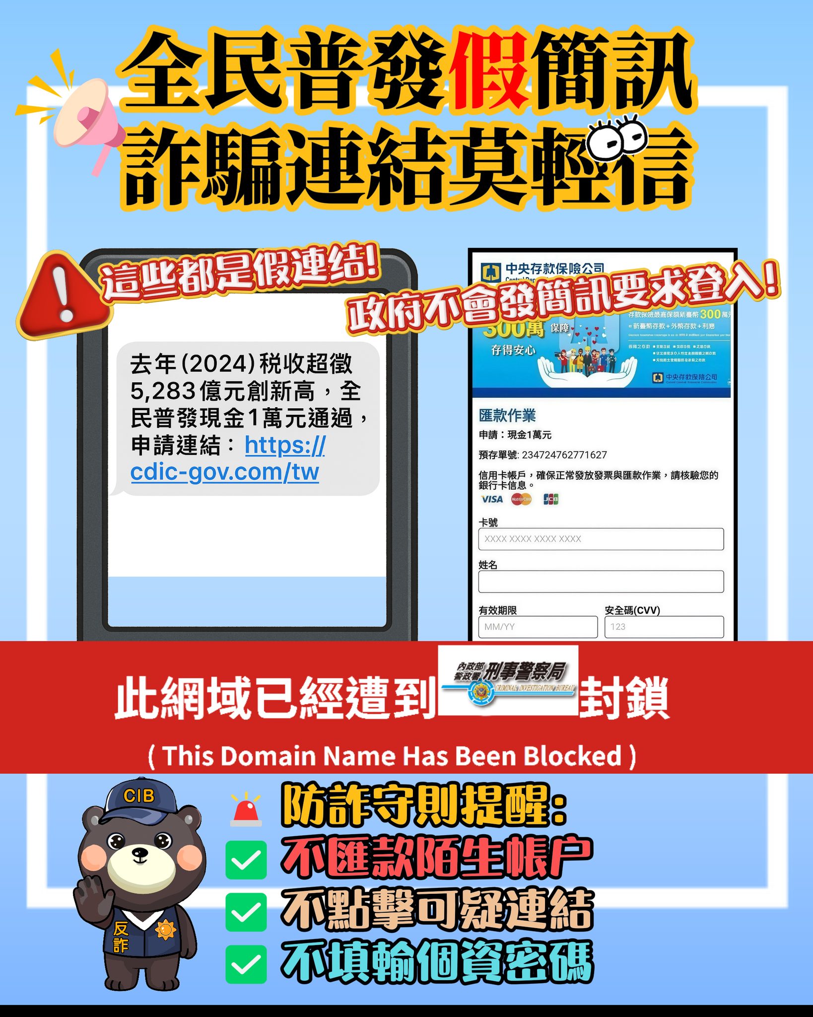 普發現金一萬防詐宣導圖