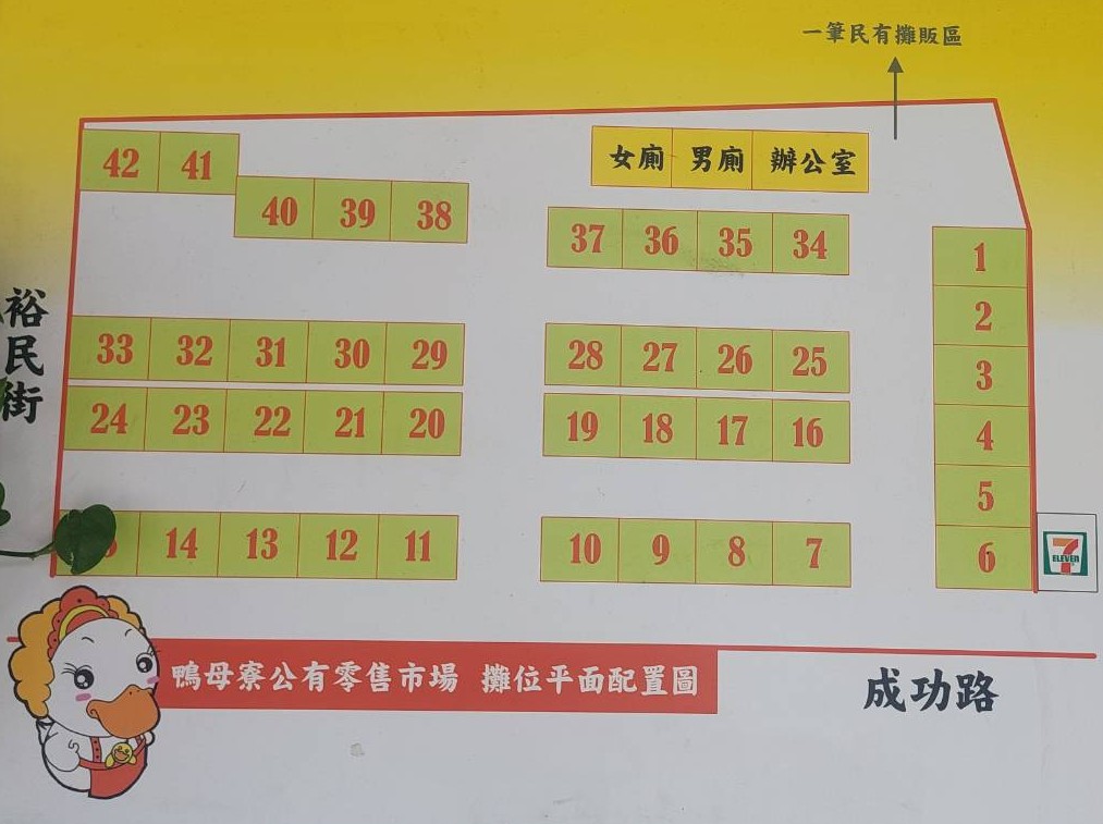 鴨母寮市場平面圖