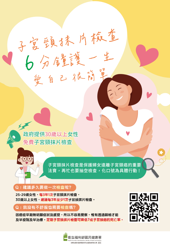子宮頸抹片至少每三年一次
