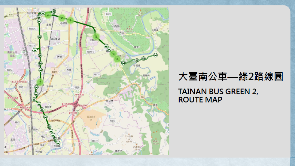 大臺南公車-綠2路線圖