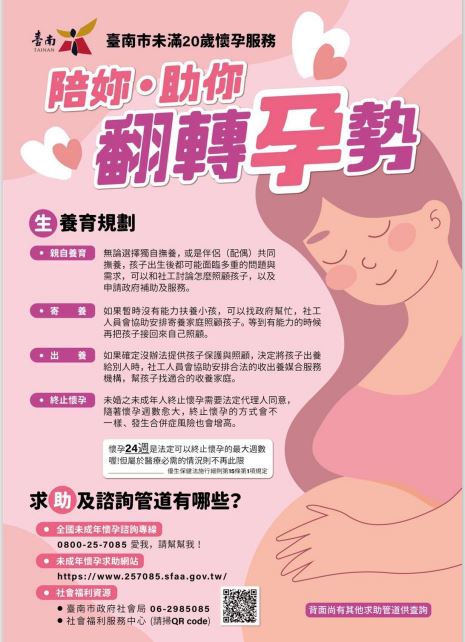 未滿20歲懷孕服務宣導海報