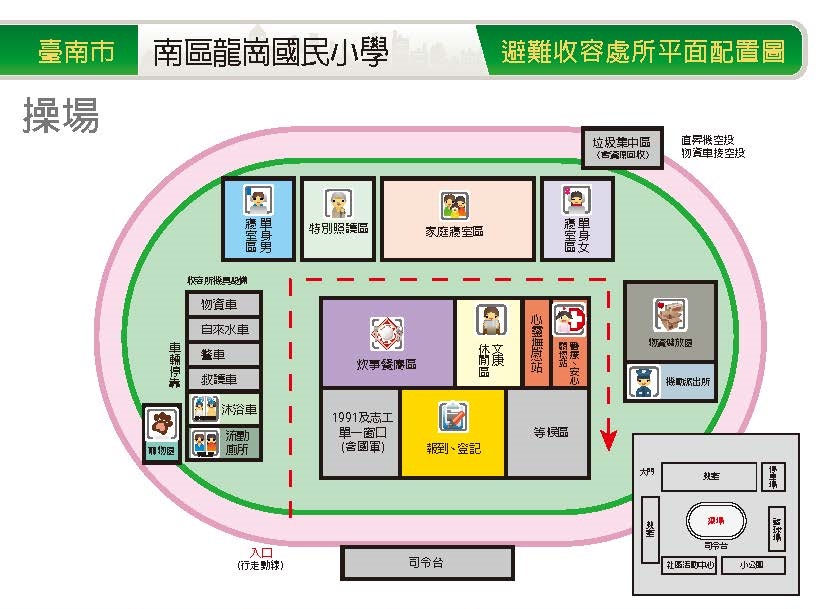 龍崗國小操場避難收容處所平面配置圖