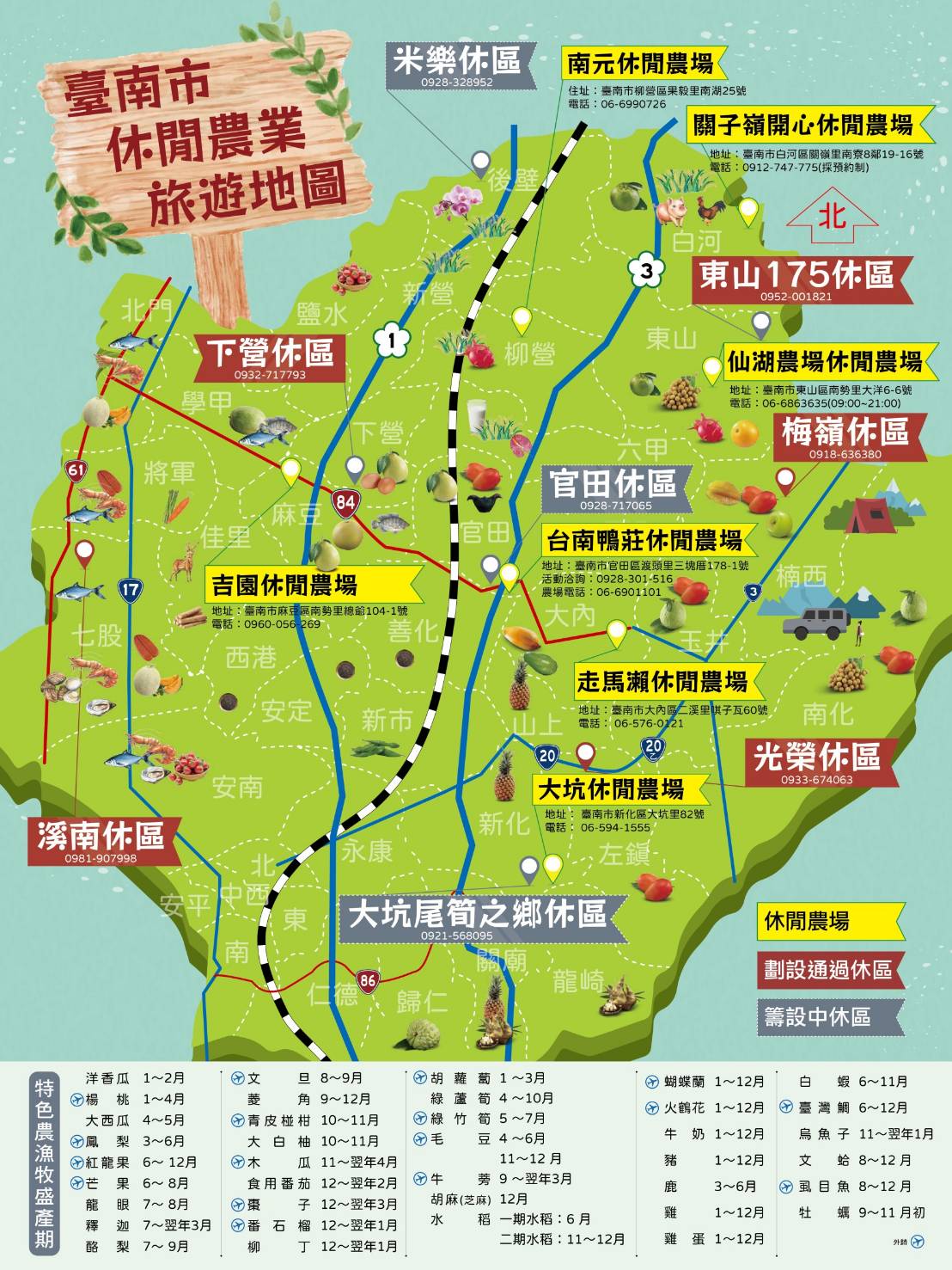 臺南市休閒農業旅遊地圖
