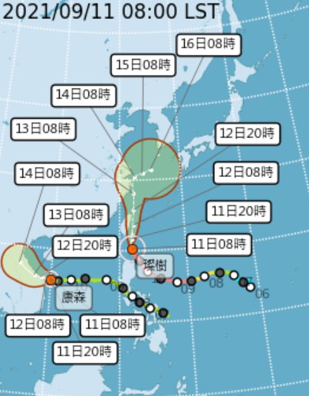 璨樹颱風預測路線圖
